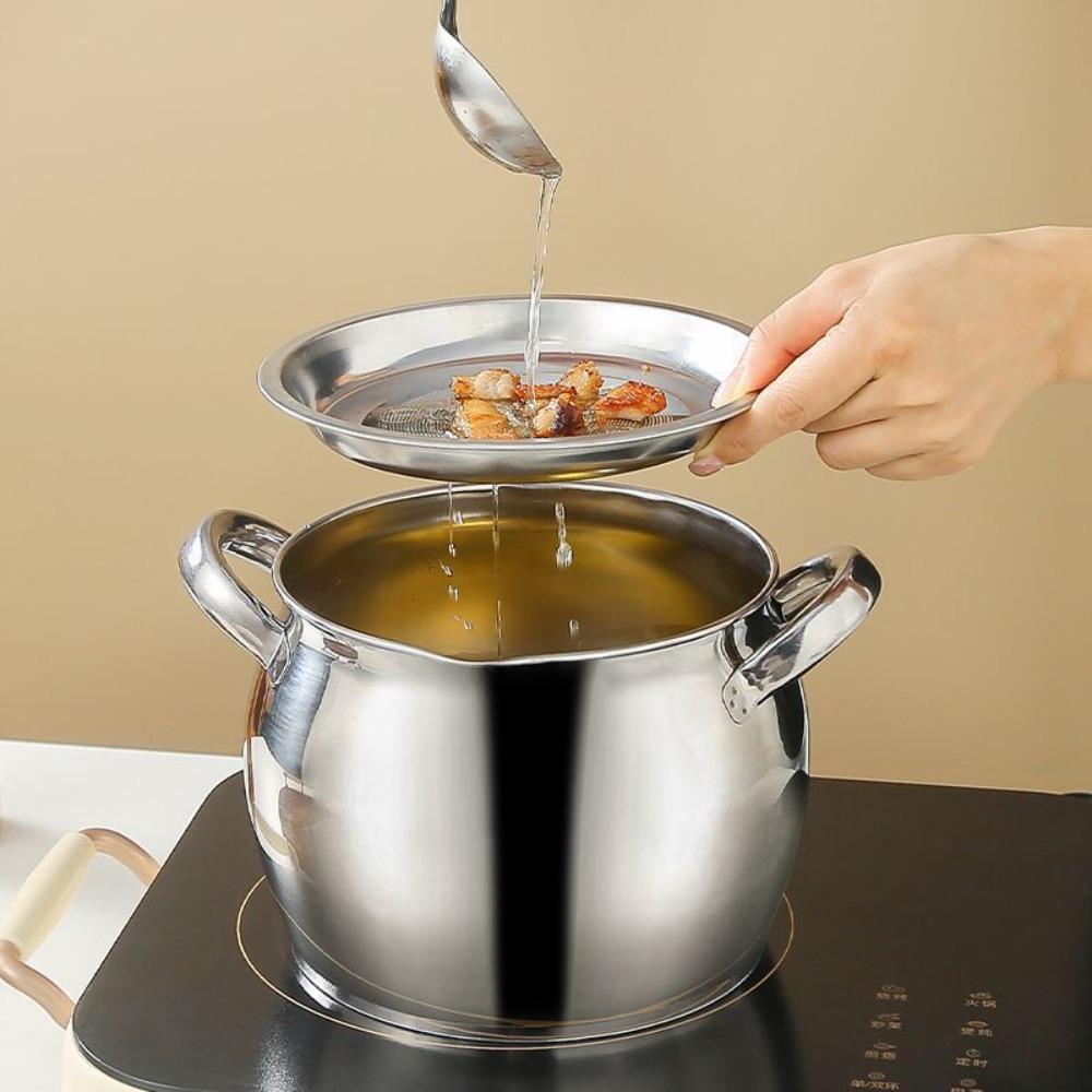 Stainless Steel Lard Strainer Tank Binaural Handle Lard Storage Can Durable Oil Filter Pot  Cooking