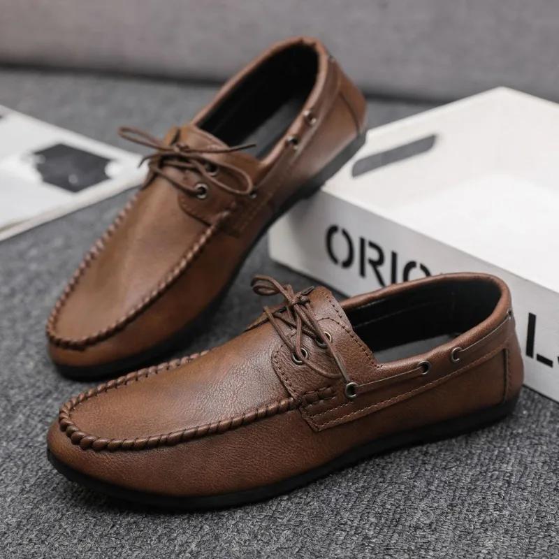 Flat Leather Shoes For Men Business Dress Man Casual Shoe Formal Size 45 Footwear Offer Common Cheap Clearance Korean Style Pu