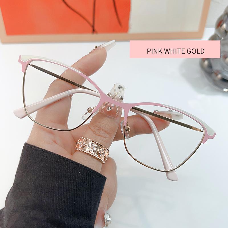 Anti-Blue Light Glasses Metal Cat Eye Eyewear Women Men High Quality Eyeglasses Blue Light Blocking Man Lady Computer Eyeglas