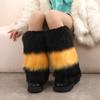 Women Winter Plush Contrast Color Leg Warmer Aesthetic Vintage Fuzzy Thickened Boot Cuffs Leg Gaiters Cover Long Socks