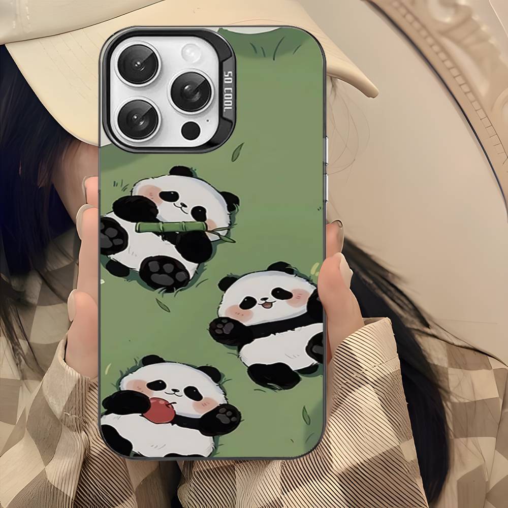 Cartoon Cute Panda Color Phone Case For IPhone 17 16 15 14 13 12 11 Pro Max Plus Pro Shell