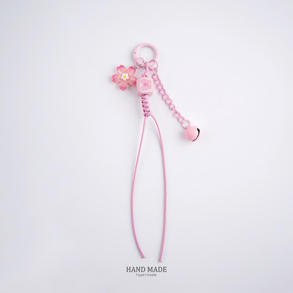 Cute Cherry Blossoms Pendant Creativity Shape Beaded Woven Rope Small Bell Design Bag Hanging Piece Gift A227 Bag Charm