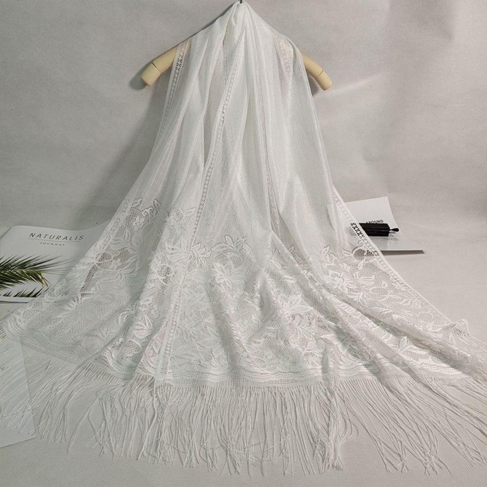 Breathable Silk Scarf Anti-UV Pashmina Summer Tassel Shawls  Women