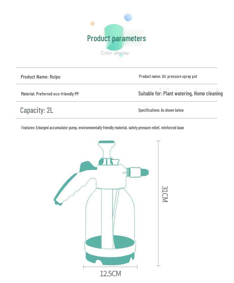 Pressure Sprayer Atomizer Bottle for Gardening and Car Wash