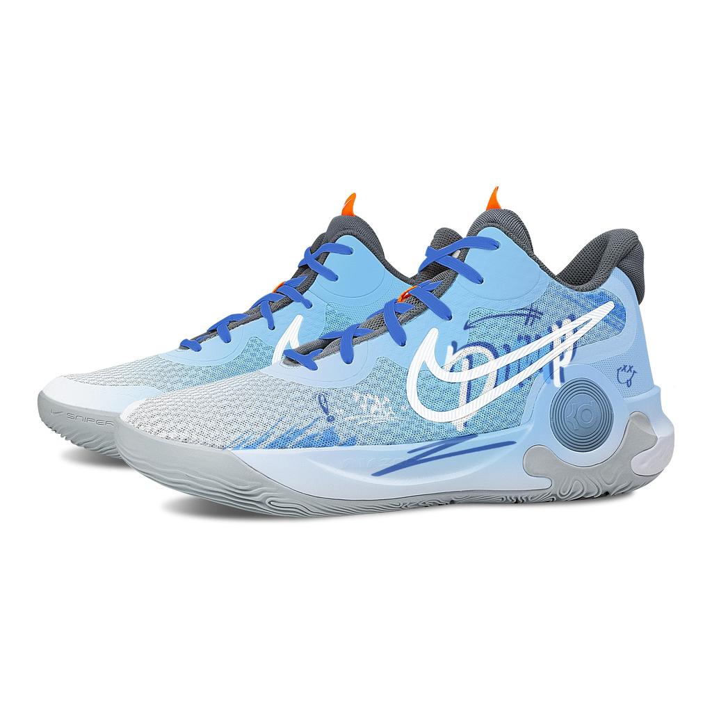 Nike KD Trey 5 IX Vibrant BlueTrack Abrasion Resistant Cushioning Mid top Basketball Shoes Unisex Gray Blue CW3402-011(Team529-)