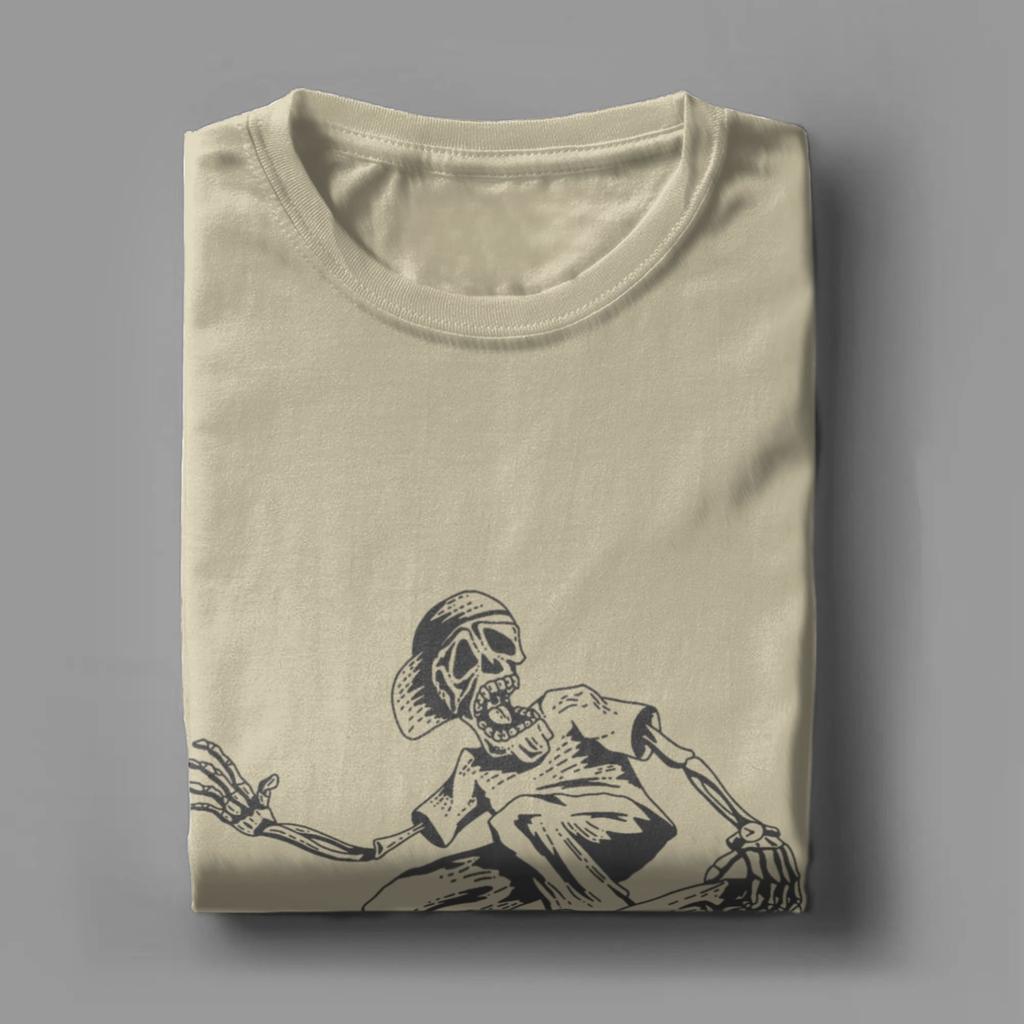 Skeleton Skateboard T-Shirt for Men  Hipster 100% Cotton Tee Shirt Crewneck Short Sleeve T Shirt Plus Size Clothing