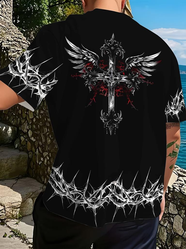 Summer casual men's quick-drying T-shirt, retro and unique 3D print, breathable and versatile crew neck short-sleeved top.