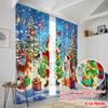 2pcs,2D plane printing Window Curtain Santa Claus and the Reindeer Festival (2) Polyester Fabric (without rod) Decorations For