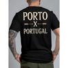 PORTO X PORTUGAL New Summer Men's Back Printed Short-sleeved T-shirt, Fashionable and Trendy Top, Spring and Summer Round Neck