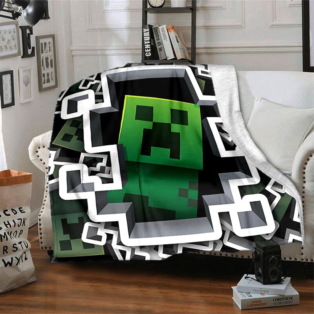 1pc Minecraft Pixel Characters Adventure flannel Blanket for Super Soft Cute Comfort Blanket for Travel Bedding Couch Sofa Blanket Y73049