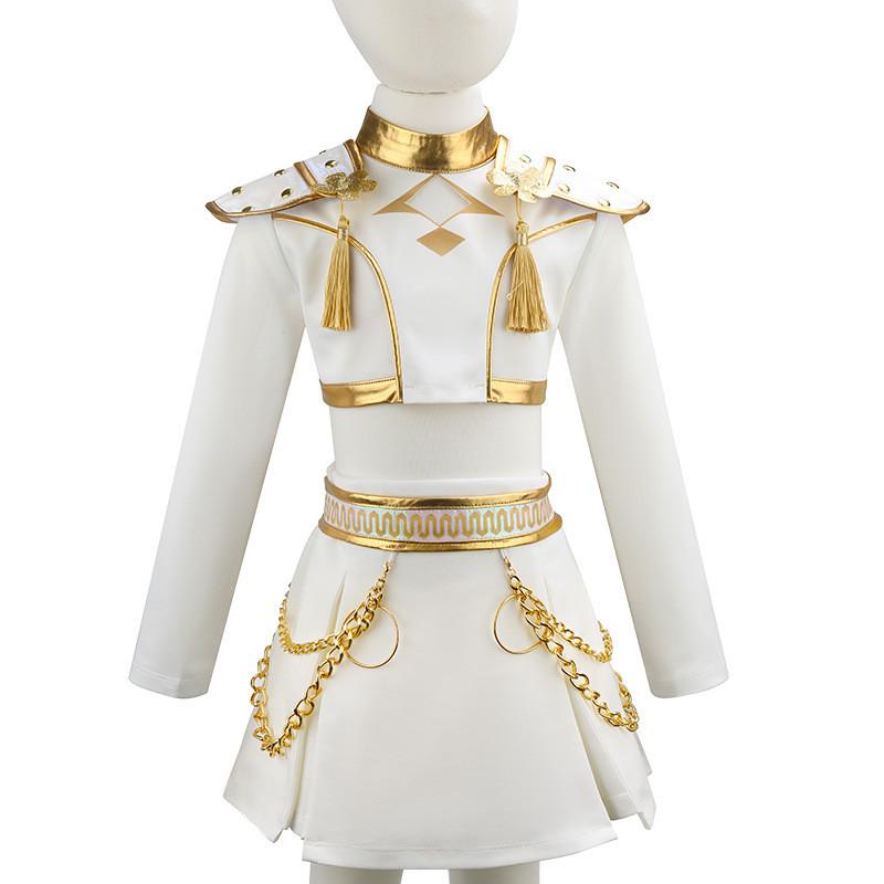 

KPop Мисливці на демонів Дитячий одяг Хелловін Косплей Поп-співачка Зої Такий самий стиль Вбрання для дівчаток Карнавальна вечірка Дитячий одяг XXXL білий