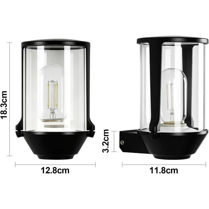 Applique d'extérieur NETTLIFE - culot E27, noire, étanche IP65, adaptée aux murs de maison, balcons et couloirs, MAX. 40 W, modèle 4