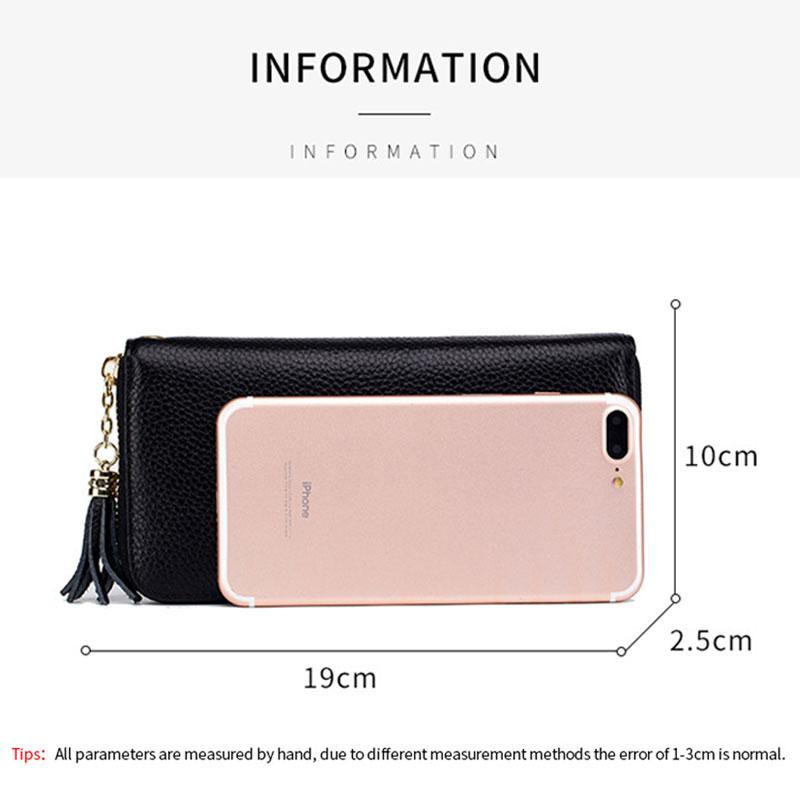 Genuine Leather Women's Wallet RFID Blocking Women Card Holder Luxury Cowhide Long Zipper Wallets Fashion Phone Bag Coin Purse