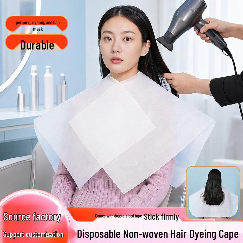 Disposable Non-Woven Hair Dye Cape 80x80cm, Thickened for Home or Salon Use.