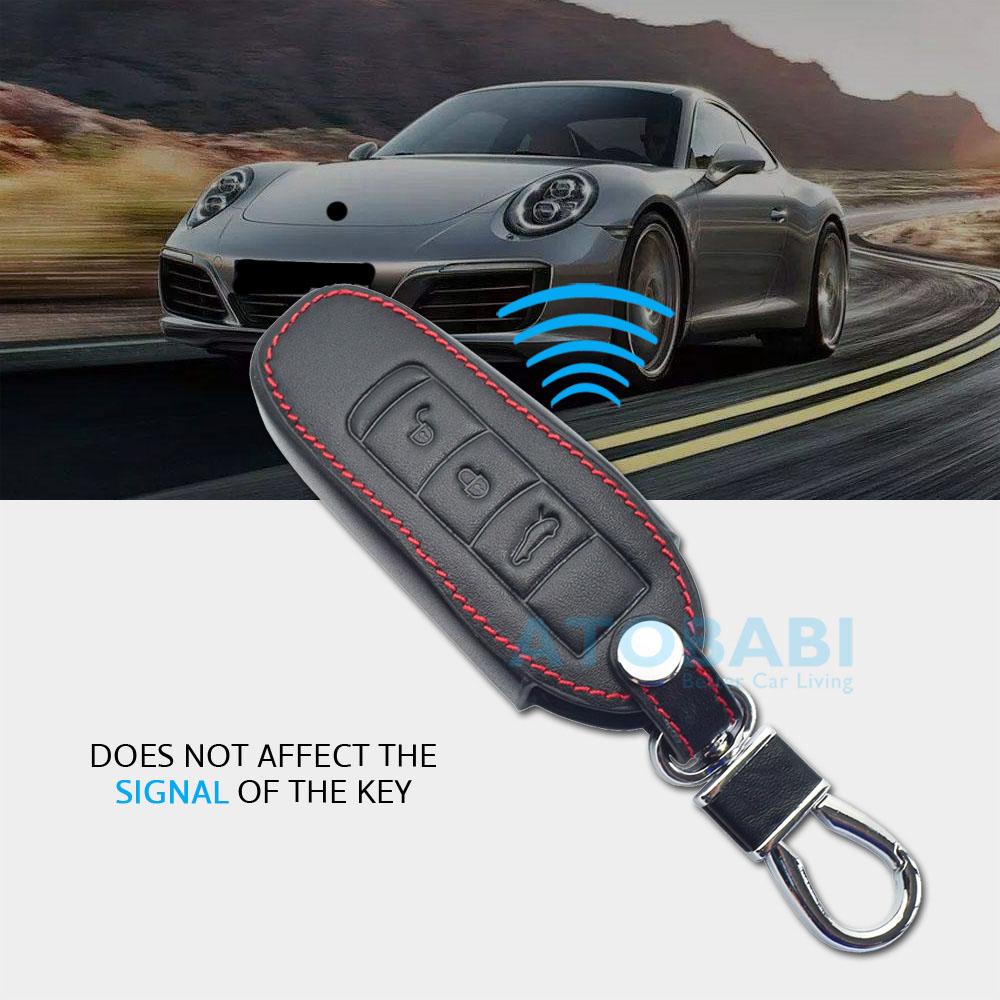 Leather Car Key Cover Bag For Porsche Macan Cayenne Panamera 911 Boxster Cayman 718 Smart Remote Control Fobs Shell Protector Case