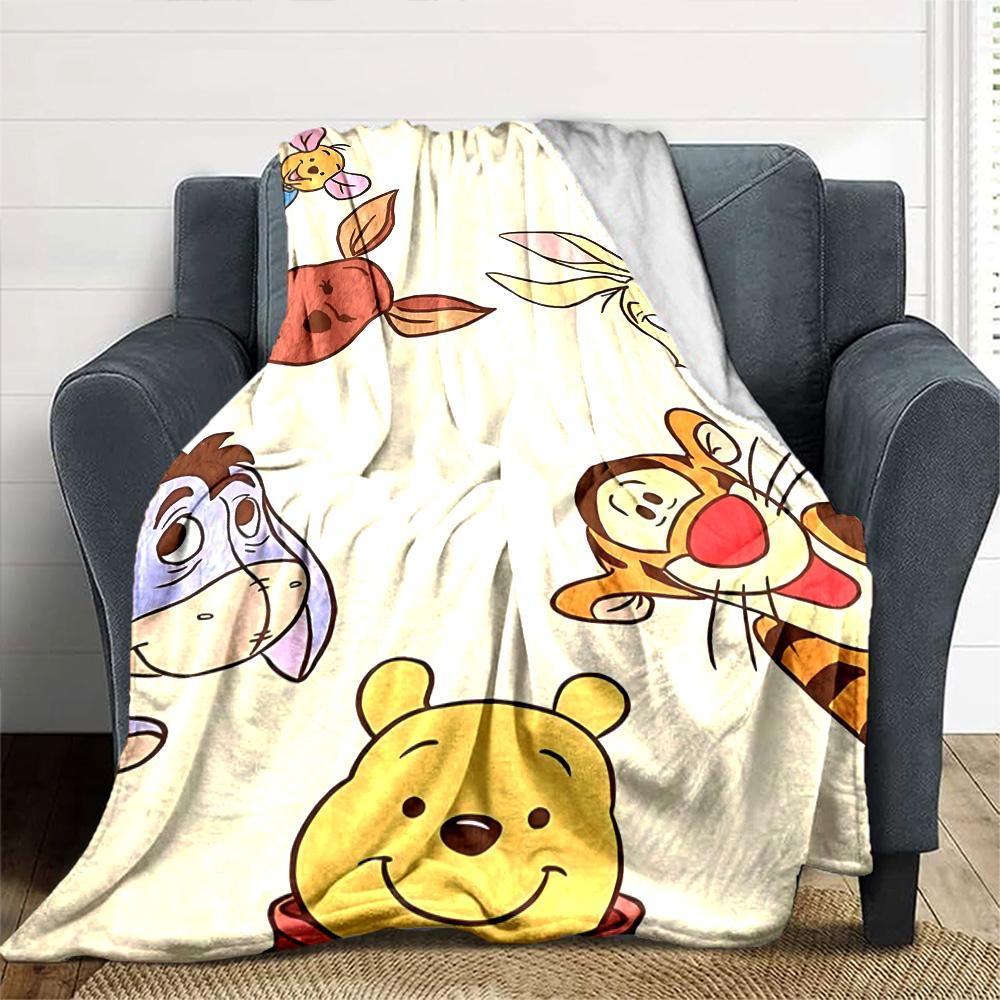 Pooh Friends Adventure Flannel Blanket Super Soft Warm Cozy Blanket For Sofa Bed Office Travel Allseason Home Decor Gift