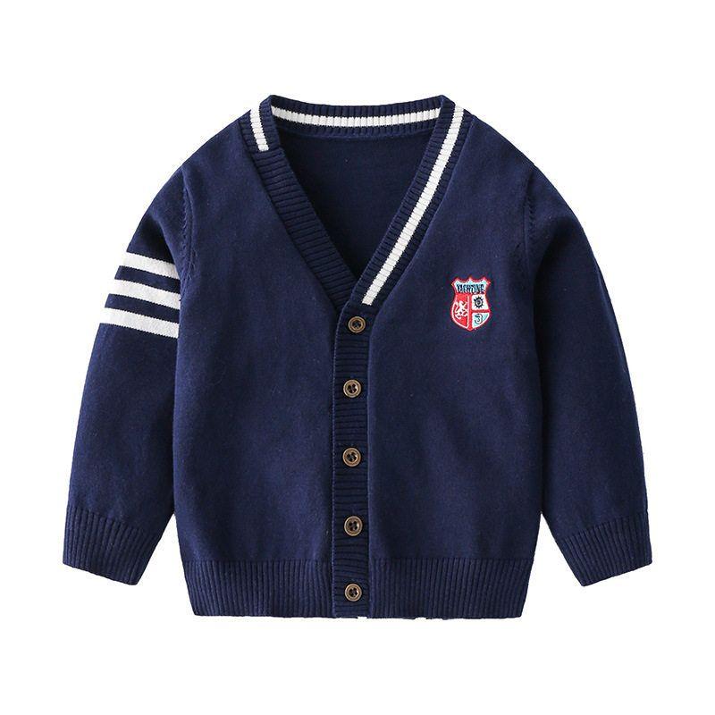 Boys' Preppy Style Casual Sweater Kidsren's Knitwear Jacket Toddler Spring and Autum Kidsren's Clothing Baby Boy Long-Sleeved Cardigan