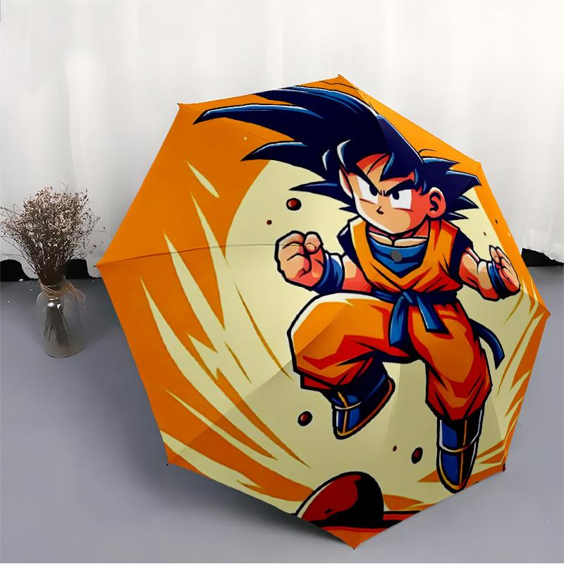1PC DragonBallZ, GokuArtwork Automatic Open/Close Umbrella, 8-Rib Sturdy Frame, Lightweight Portable Umbrella, Commute, Business - Ideal Gift for Frie