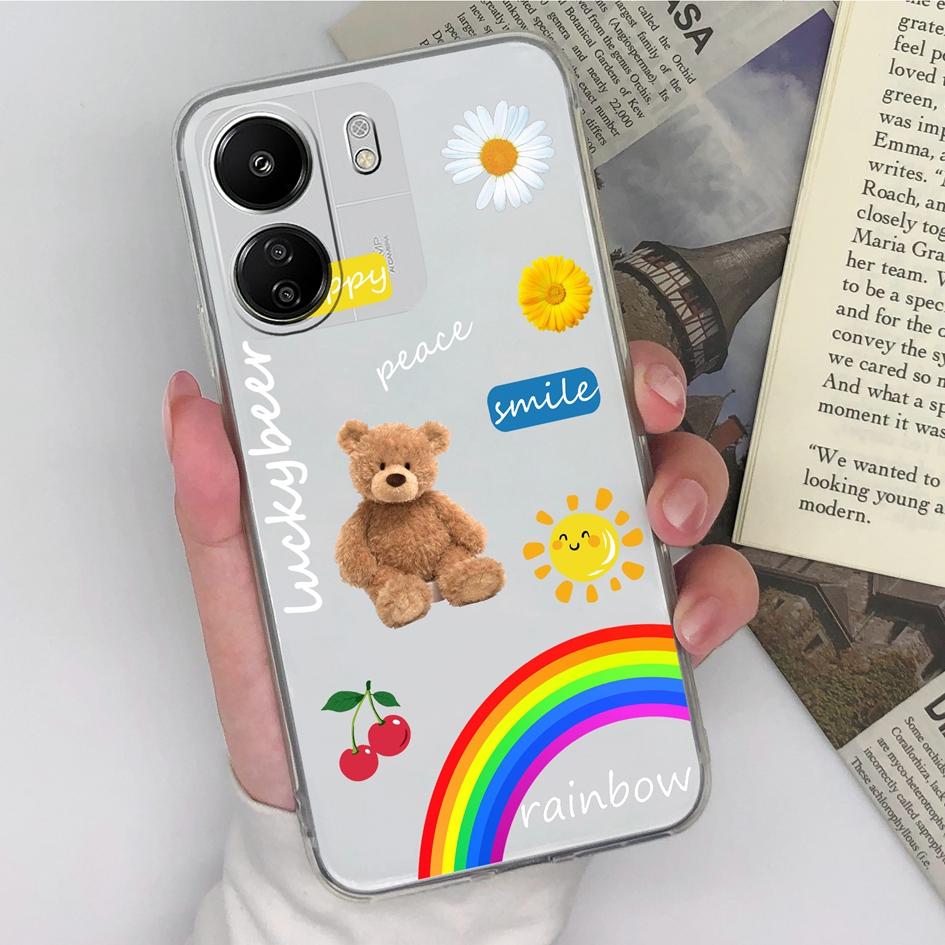 For Xiaomi Redmi A3 Note 12S K70 Pro K60 Ultra 13C Note 13 Pro 4G 5G Phone Cases Cover Pretty Rainbow Silicone Soft TPU Transparent Housing For Redmi