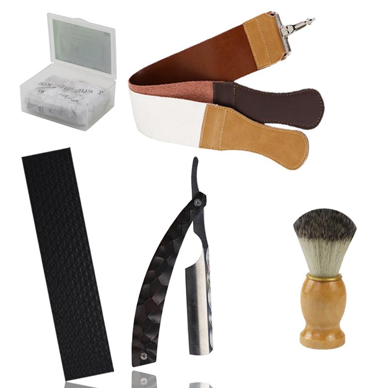 RIRON Wood Handle Men Shaving Tools Hair Razor Stainless Steel Straight Razor