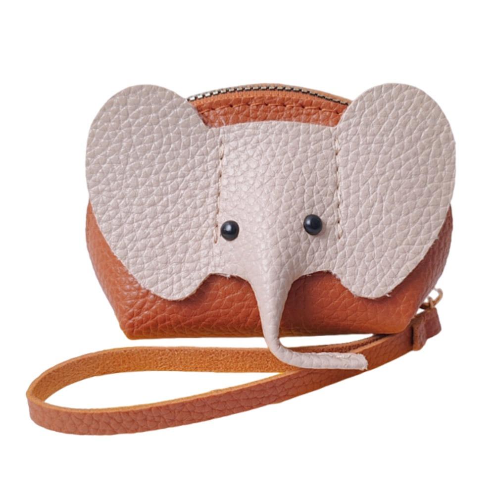 Pendant Design PU Leather Elephant Bag Multifunctional Zipper Closure Coin Purse Key Ring Creative Design Money Pouch Key Holder