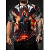 Modisches Herren-Rundhals-Kurzarm-3D-Casual-Farbprint-Casual-Kurzarm-Rundhals-T-Shirt