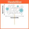 Letter Snowflake White Pattern Glitter Paper Birthday Cake Decoration Plugin
