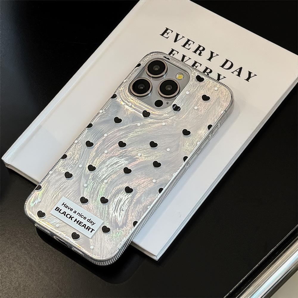 Black Heart Stand Phone Case for Phone 11/12/13/14/15