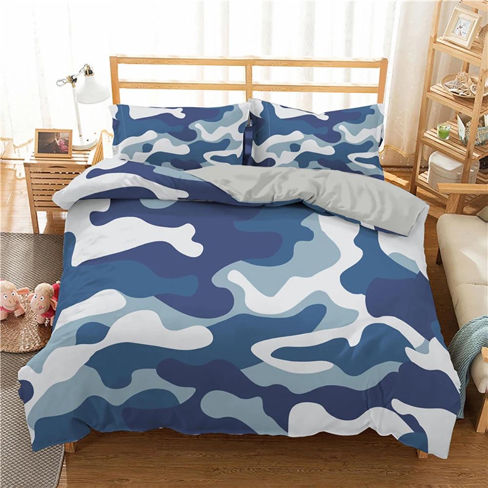 Kamuflasje Sengetøy Sett Gutt Tenåring Barn Abstrakt Dynetrekk med Putetrekk King Queen Twin Størrelse Polyester Dynetrekk 2/3 stk