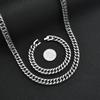 Titanium Steel Four-Sided Double Weave Trendy Cuban Necklace & Bracelet Set