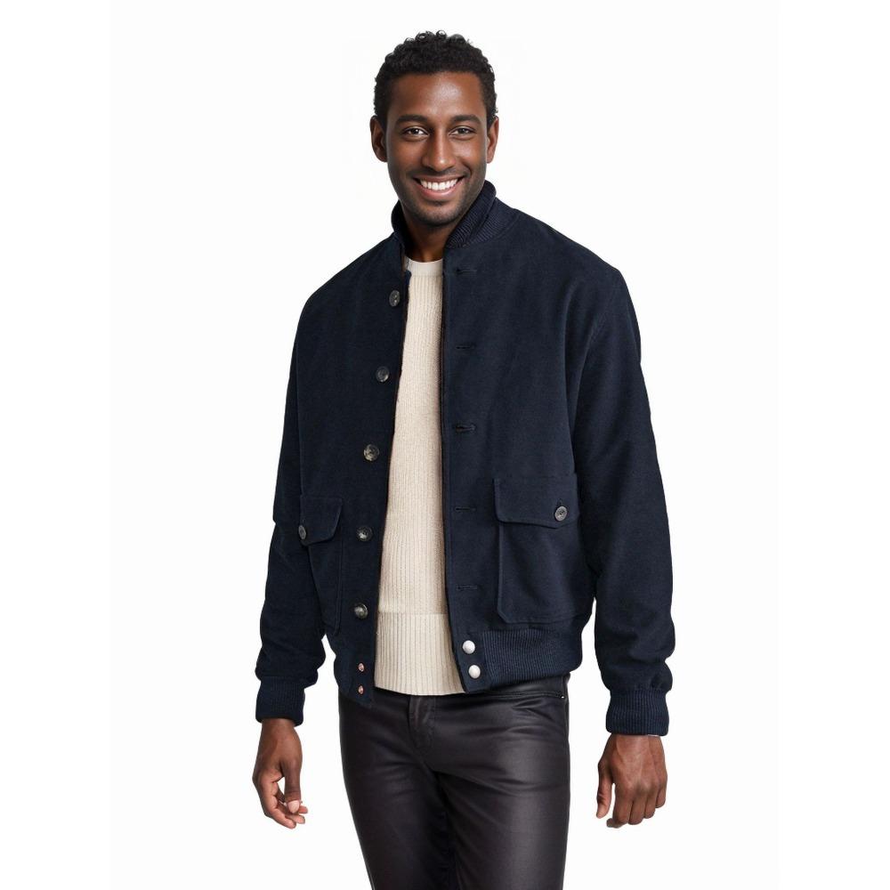 

2025 Весна и Осень Новая Однотонная Однобортная Шерстяная Куртка Мужская Шерстяная Куртка XXL тёмно-синий