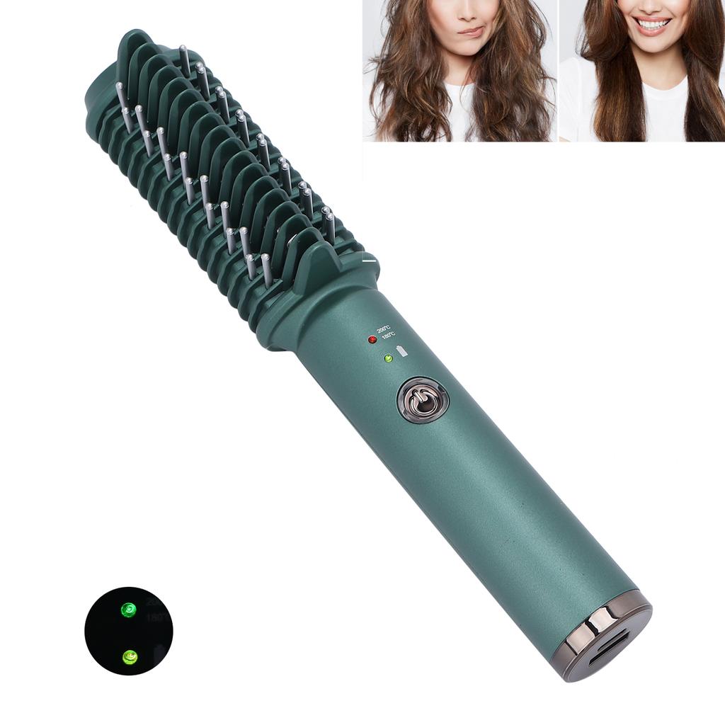 USB Hair Straightener Brush Comb Temperature Adjustable Hair Straightening Brush