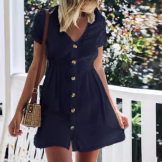 Women'S Short Spring And Summer Styles Sexy Fashionable Casual Vacation Daily Short Sleeved Satin Suspender Dress