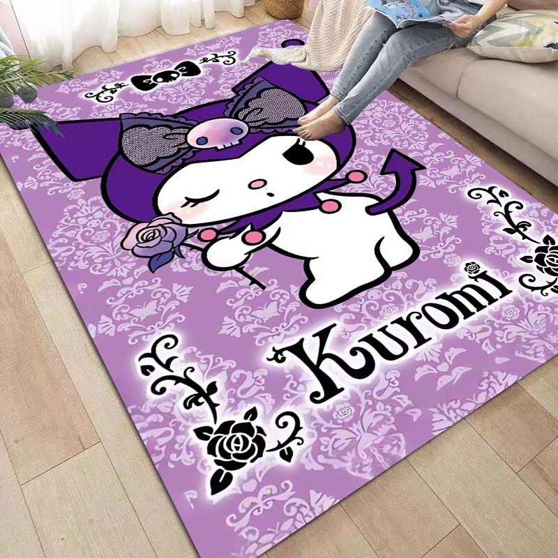 3D printed Kuromi cartoon rug, suitable for living room, bedroom, kitchen, doorway, children's non-slip floor mat, birthday gift