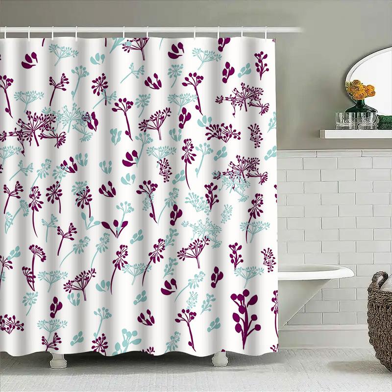 Luxury Patterns Shower Curtain Purple White Blue Waterproof Fabric Bathroom Decor Modern Flower Design Shower Curtains 90x180cm