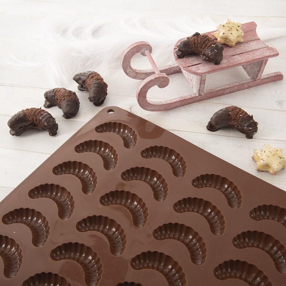 Forma do pieczenia ciastek mini rogalików silikonowa brązowa rogaliki SILLINIE ORION 151761