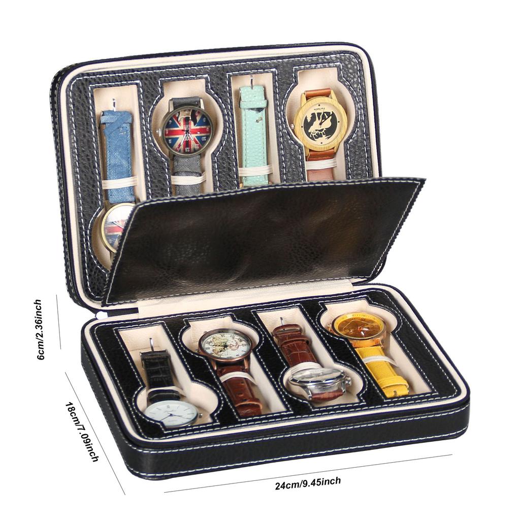 Delesys 2/3/4/8 Slots Embedded Portable Travel Storage Bag For Watch/Daily Necessities Storage Box Leather Zipper Watch Box