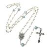 Pink Pearl-Rosary Beads Catholic Necklace Holy Medal-Cross-Christian Long Chain Necklace for Women and Men Jewelry