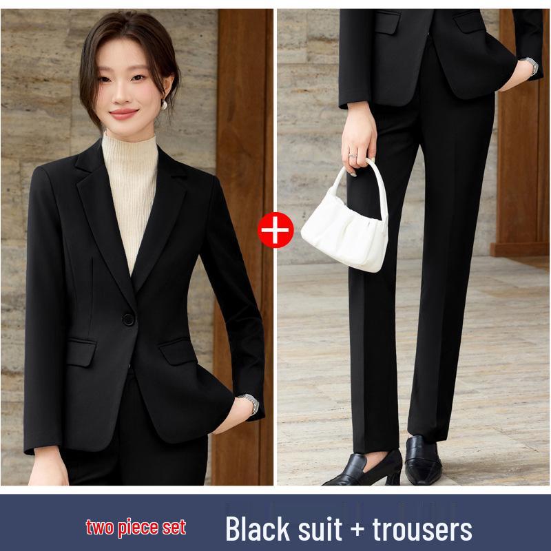 Women's 2025 Gray Wool High-End Professional Suit Set for Hotel Front Desk and Jewelry Store Workwear