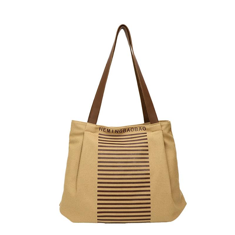 

Полосатая сумка из холста Niche, модная вместительная сумка на одно плечо, универсальная сумка для занятий спортом и поездок на работу хаки