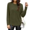 Women's Round Neck Plus Size Solid Color Casual Fashion Long Sleeve Button Top