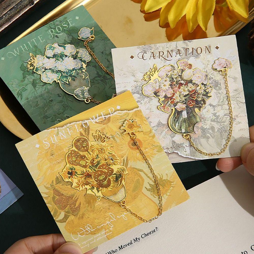 Reading Stationery Reading Book Clip Metal Bookmark Creative Flower Bouquet Bookmark Gift