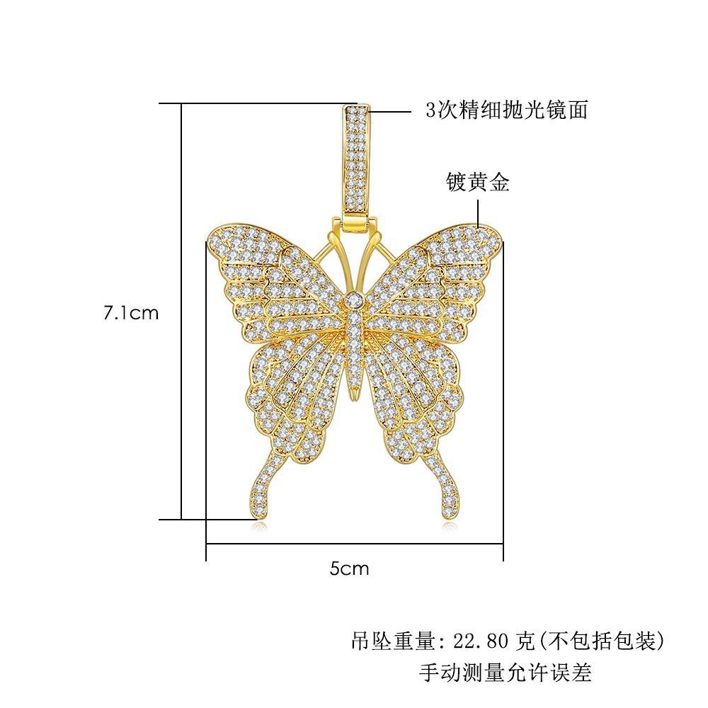 Punk Hip Hop Style Necklace Female Heavy Industry Full Diamond Big Butterfly Pendant Necklace Jewelry