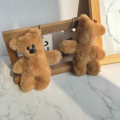 1Pc Kids Women Bag Diy Accessories Kawaii Small Teddy Bear Plush Toy Keychain Backpack Pendant Cute Car Keyring
