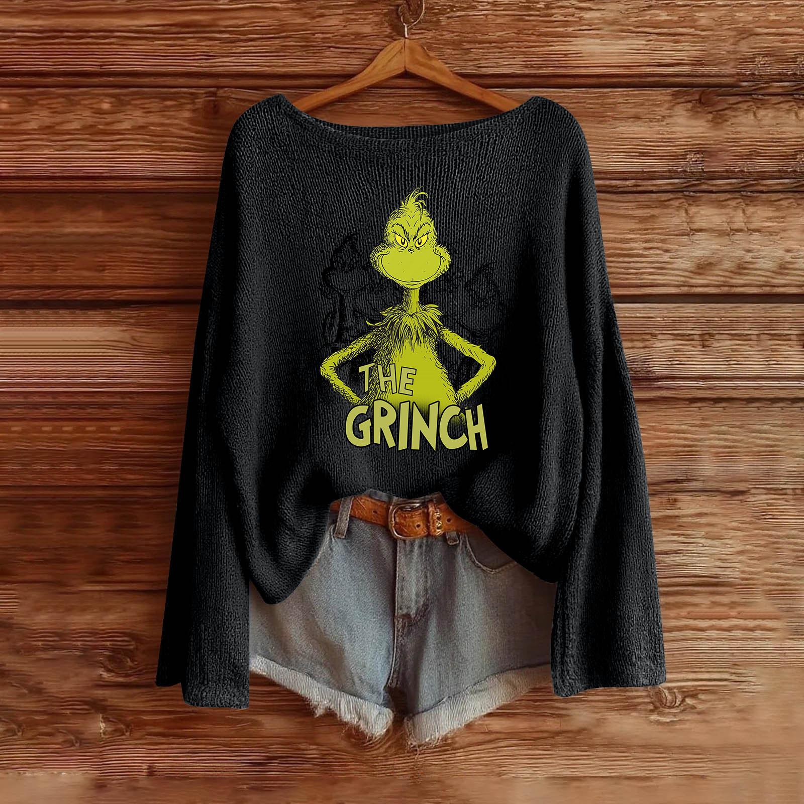 Женская мода Длинный рукав Рождественский принт Вязаный Длинный рукав На подкладке Длинный рукав L 2089₽