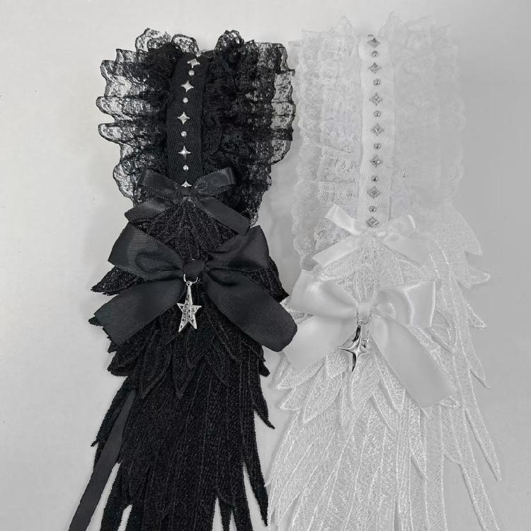 Anime-Themen-Event Spitze Rüschenbesatz Stirnband Schleife Haarband mit Engelsflügel Stern Für Rollenspiel-Partys Und Kostüme