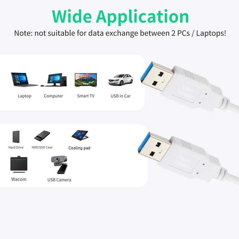 USB 3.0 Extension cable White USB3.0 A Male to Male Cord Extension USB 3.0 male to male cable extender for Radiator TV Box