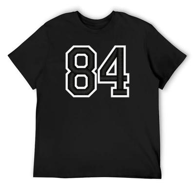 84 Black Jersey Sports Number Eighty-four Football 84 T-Shirt Summer 2025 Aesthetic Clothes Blanks Plain Black T Shirts Men