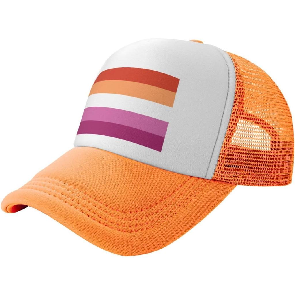 Lesbian Pride Flag Trucker Hat Breathable Mesh Snapback Cap Adjustable Unisex Outdoors