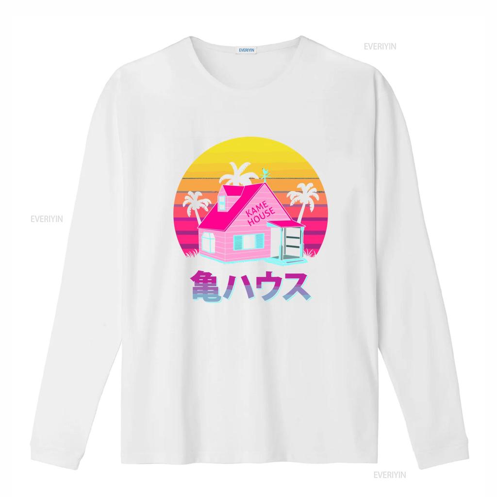 Kame House Sennin Funny Cartoon Mens Black T Shirt Retro Sunset Palms Design Size S to 5XL vintage Washed Soft fashion
